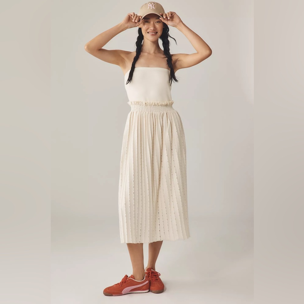Anthropologie $286 Sundays Cream Strapless Midi Dress Large‎